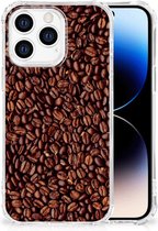 Stevige Bumper Hoesje Geschikt voor iPhone 14 Pro Smartphone hoesje met doorzichtige rand Koffiebonen