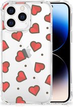 Hippe Hoesje Geschikt voor iPhone 14 Pro Smartphone hoesje met doorzichtige rand Hearts