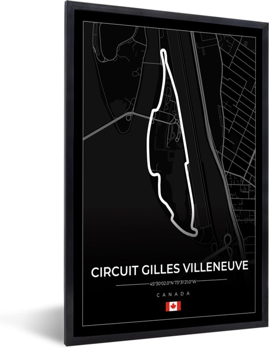 Fotolijst incl. Poster - Racing - Racebaan - Circuit Gilles Villeneuve - Canada - F1 - Zwart - 60x90 cm - Posterlijst