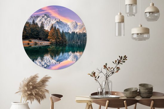 Cercle mural - Nature - Nuages ​​- Arbres - Neige - Décoration murale ronde - Cercle mural - Tableaux ronds - 120x120 cm - Décoration murale - Plastique