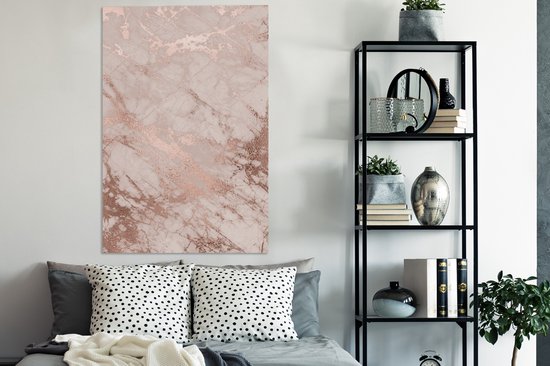 Peintures sur Toile Marbre - Rose - Luxe - 80x120 cm - Décoration murale