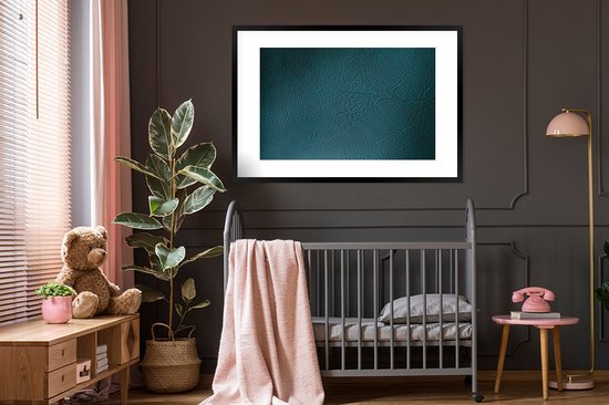 Image encadrée - Cadre photo structure cuir vert foncé 120x80 cm - Affiche encadrée (Décoration murale salon / chambre)