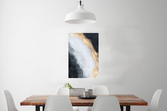 Poster Abstract - Verf - Goud - Zwart - Marmer - 40x60 cm