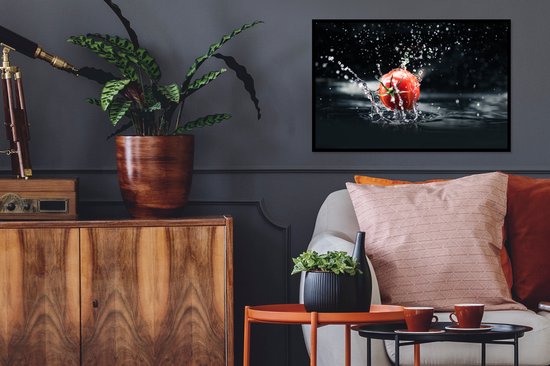 Cadre photo avec poster - Tomate - Légume - Nature morte - Water - Rouge - 60x40 cm - Cadre poster - Décorations de Noël - Décoration de Noël pour l'intérieur - Noël