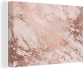 Canvas Schilderij Marmer - Roze - Luxe - Marmerlook - Glitter - Design - 30x20 cm - Wanddecoratie