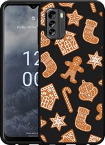 Nokia G60 Hoesje Zwart Christmas Cookies - Designed by Cazy