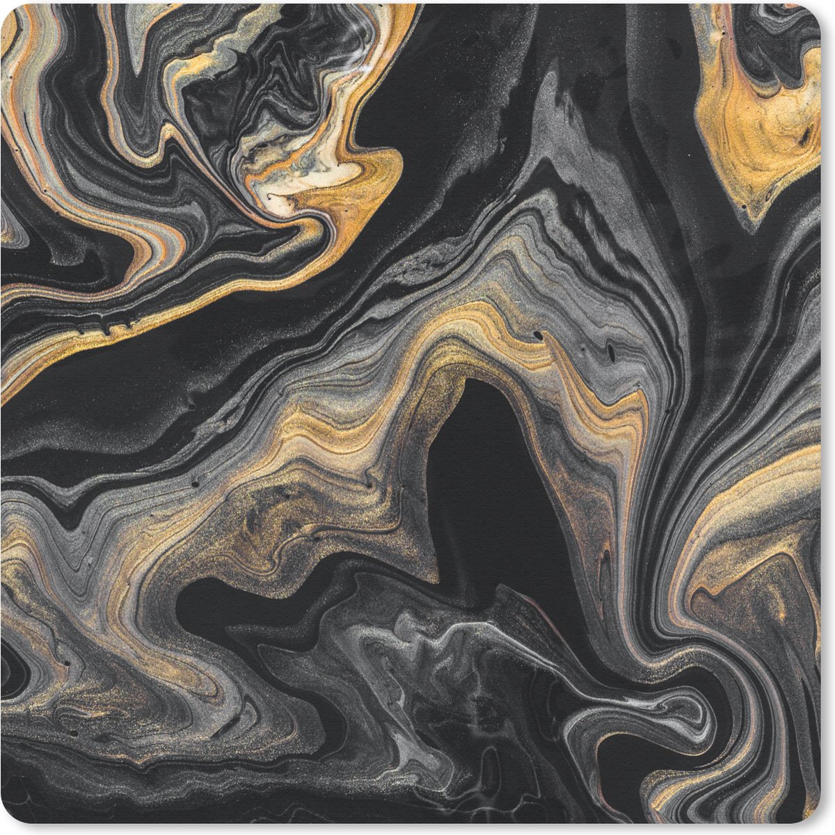 Muismat 30x30 cm - Mousepad Marmer - Acryl - Goud - Luxe - Abstract - Muismatten