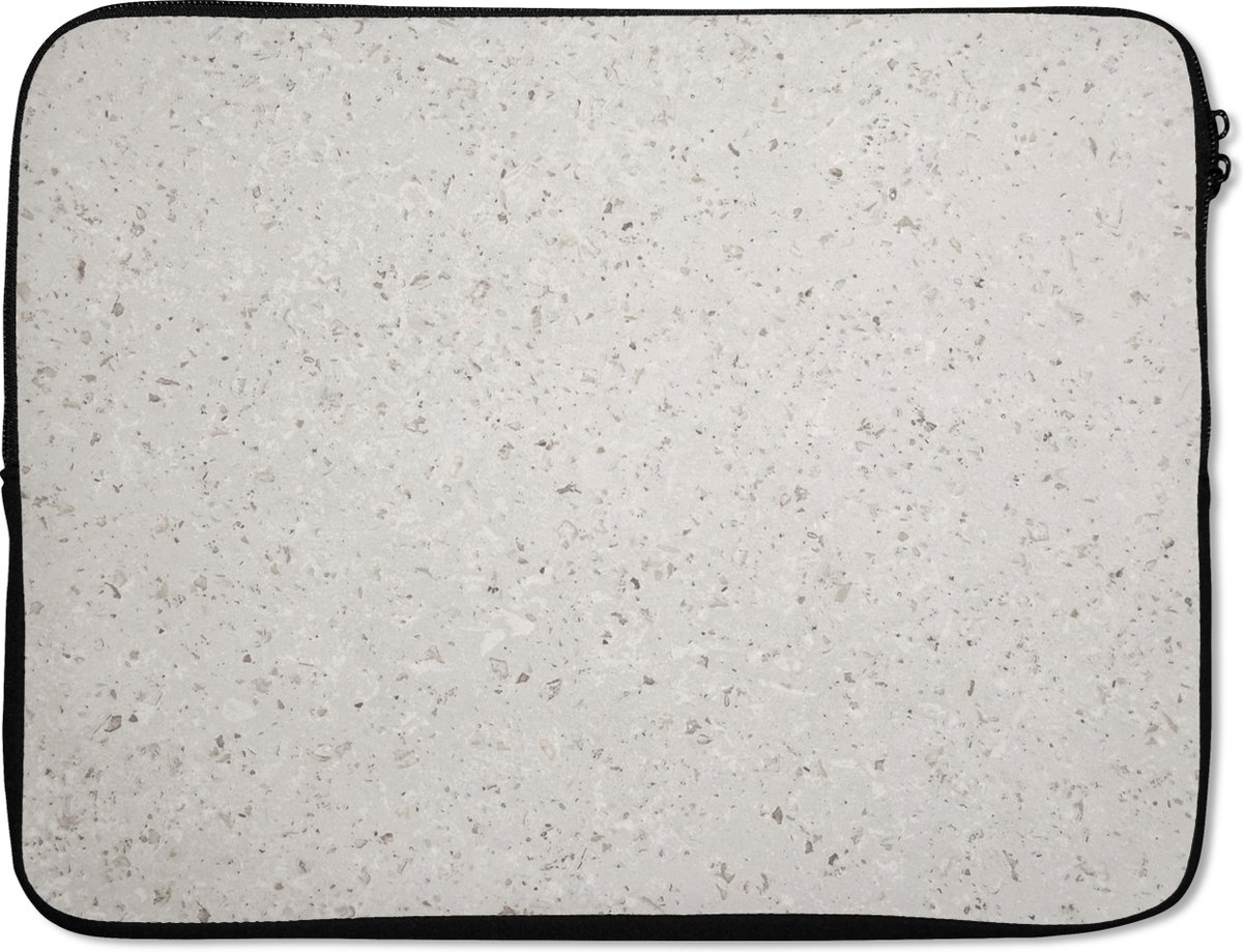 Laptop sleeve - Laptophoes - Graniet print - Grijs - Wit - Design - Laptop cover - 15 6 Inch - Laptopcase