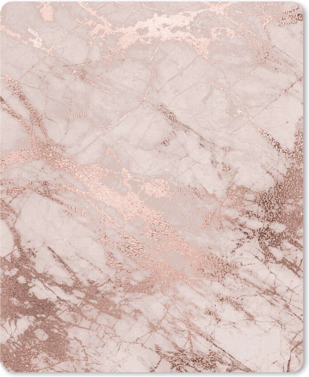 Muismat - Mousepad - Marmer - Roze - Luxe - Marmerlook - Glitter - Design - 19x23 cm - Muismatten