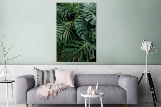 Wanddecoratie Metaal - Aluminium Schilderij Industrieel - Planten - Jungle - Bladeren - Tropisch - 80x120 cm - Dibond - Foto op aluminium - Industriële muurdecoratie - Voor de woonkamer/slaapkamer