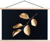 Posterhanger incl. Poster 120x80 cm - Schoolplaat - Bladeren - Tak - Goud - Luxe - Textielposter - Blanke latten