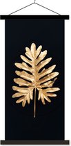 Posterhanger incl. Poster 60x120 cm - Schoolplaat - Bladeren - Herfst - Goud - Zwart - Natuur - Luxe - Textielposter - Zwarte latten