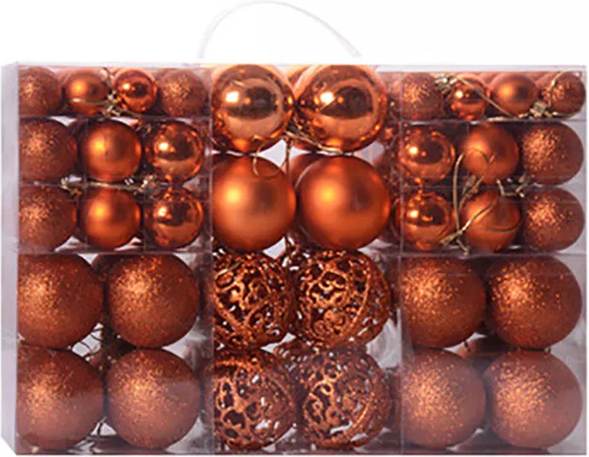 Kerstballen 100 stuks Brons, Plastic kerstballen 100 stuks