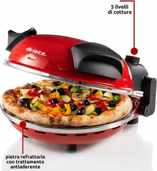 Ariete 909, four à pizza, 400°C, plaque en pierre réfractaire, cuit la  pizza en 4