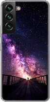 Geschikt voor Samsung Galaxy S22 hoesje - Heelal - Sterrenstelsel - Paars - Jongens - Meisjes - Kinderen - Siliconen Telefoonhoesje