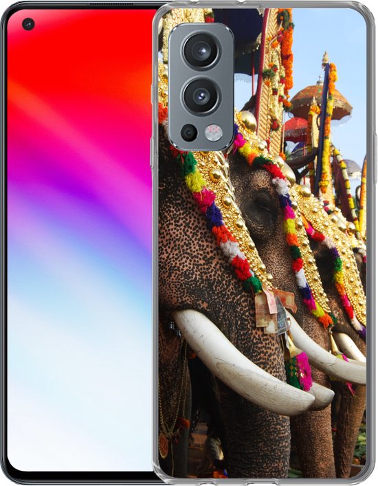 Telefoonhoesje Geschikt voor OnePlus Nord 2 5G hoesje - Olifant - Parade - Dieren - Siliconen Telefoonhoesje Telefoonhoesje
