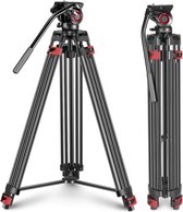 Neewer® - Statief Professionele Heavy Duty videocamerastandaard - 163 cm Aluminiumlegering met 360 Graden Vloeistofkop - 1/4 en 3/8 inch Snelkoppelingsplaat - Tas Draagvermogen tot 8 kg