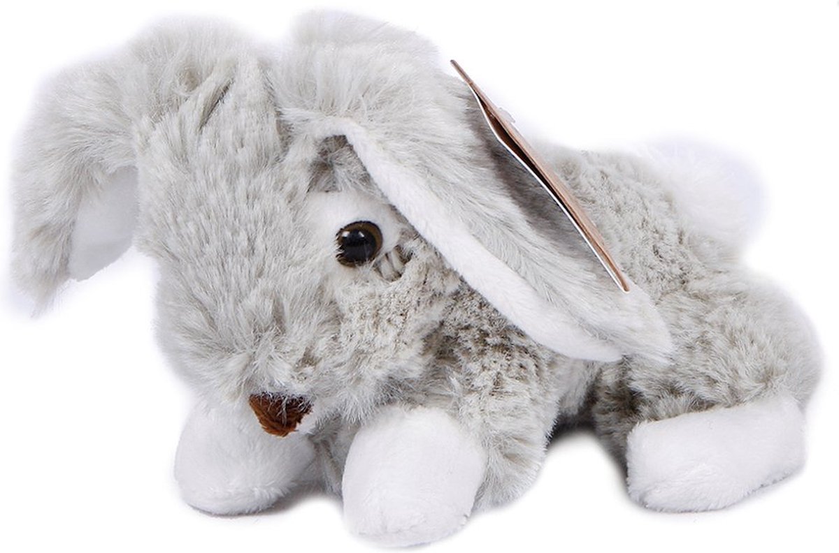 Take Me Home Knuffel Konijn Liggend 12 Cm Pluche Grijs/wit
