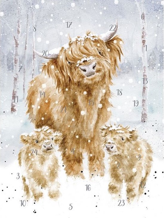 Adventskalender Kaart A5 Wrendale A Highland Christmas Advent Calendar Card