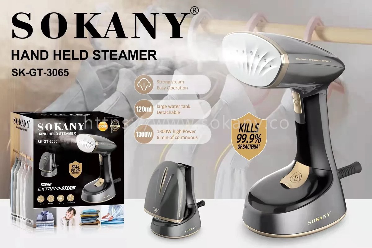 Sokany Turbo kledingstomer Stoomontkreuker Incl. Beker voor eenvoudig vullen