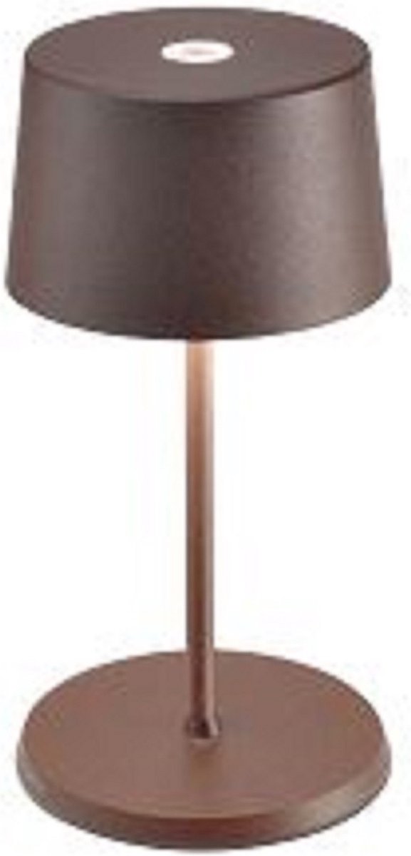 Zafferano - Olivia - MINI - Roest/ bruin - H22.0CM - Ledlamp - Bureaulamp – Tafellamp – Snoerloos – Verplaatsbaar – Duurzaam - Voor binnen en Buiten