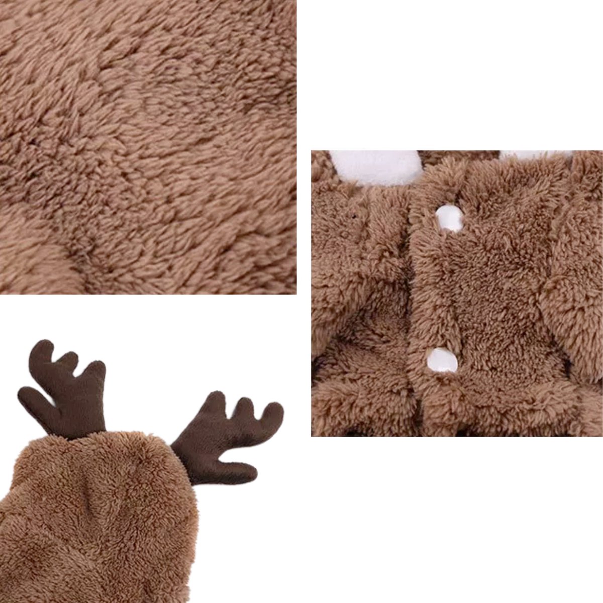 Kerstpakje Hond Maat M Hondenkostuum Bruin Fleece met