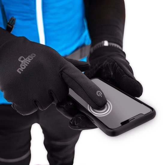 Zwarte Nomad handschoen met siliconen anti-slipprint voor extra grip en comfortabele manchet.