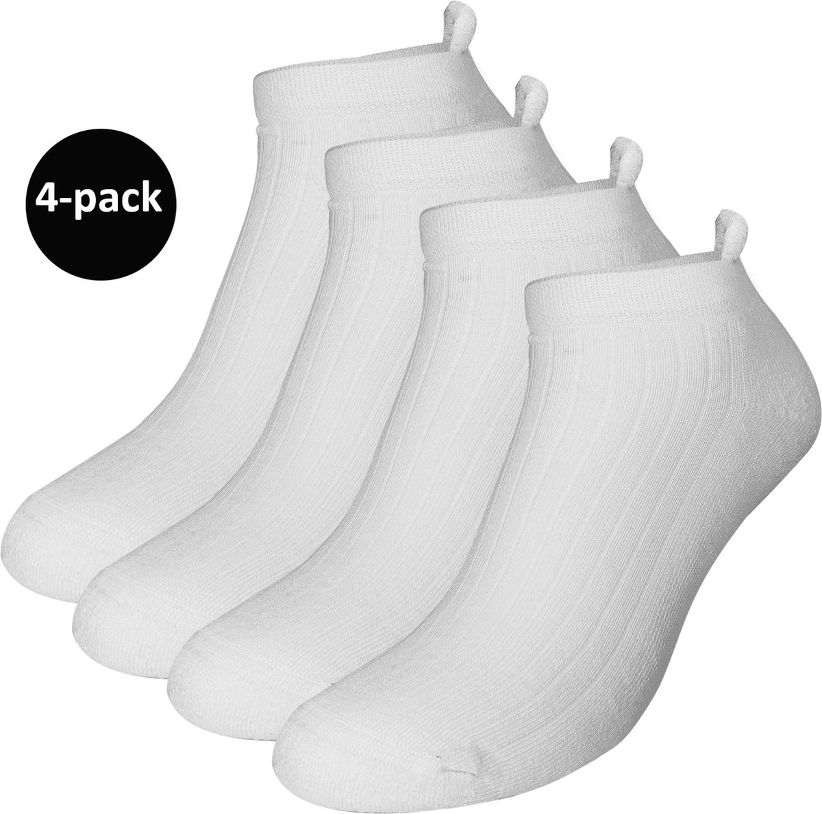 WeirdoSox sneakersokken - 4-pack - Met badstofzool en lipje - Wit - Dames - Maat 35-38