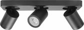 IP44 badkamer spot Oliver rechthoekig | 3 lichts | zwart | kunststof / metaal | 35 x 10 cm | badkamer lamp | modern / stoer design
