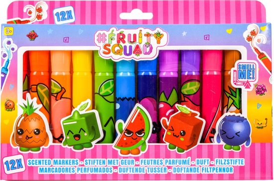 Fruity Squad - Feutres - Parfums et Couleurs - 12 Marqueurs - Marqueurs  pour Enfants 