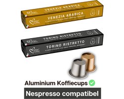 Nespresso compatibele Aluminium cups - Ristretto Torino en Arabica Venezia by Italian Coffee - Aluminium Capsules - Voordeelpakket - 200 koffie capsules Combo Pack