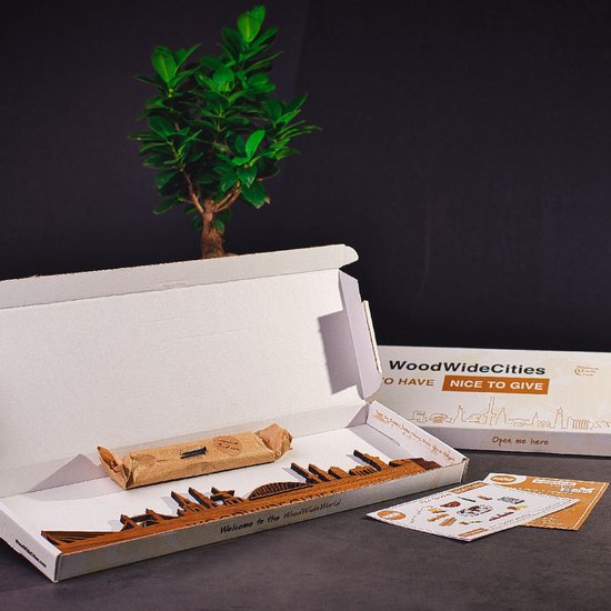 Debout Skyline Tiel Notenhout - 60 cm - Décoration d'intérieur design - Décoration à poser