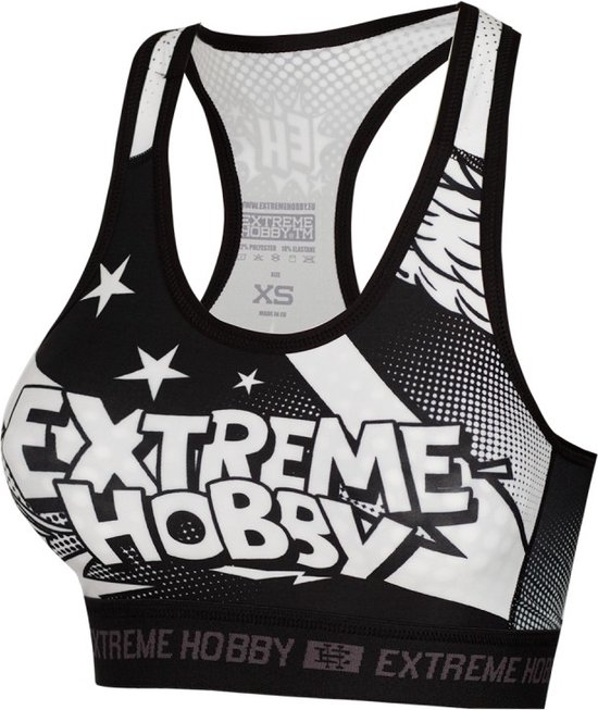 Extreme Hobby - Sport Bra - Sport Top - Comics Noir et White - Zwart, Wit - Taille XL