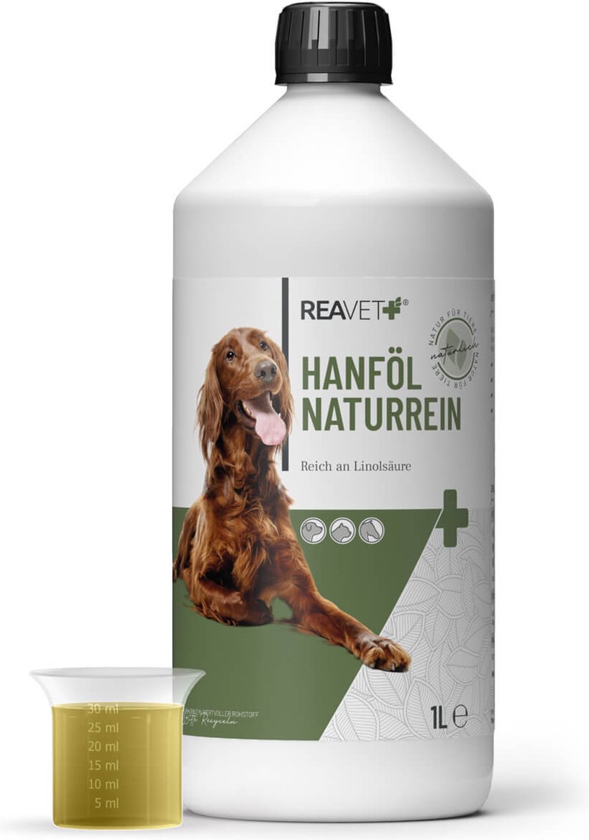 ReaVET - Hennepolie voor Paarden, Honden & Katten - Behoud van het immuunsysteem - 1000ml