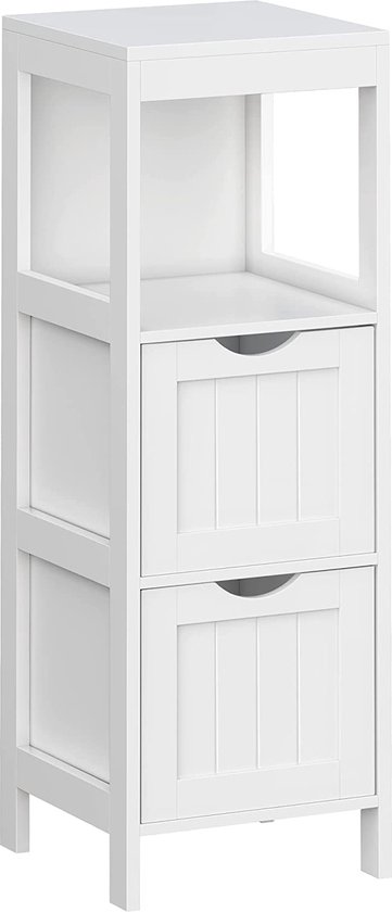Badkamerplank HWC-B18, badkamermeubelplank met deur, bamboe ~ 140x36x34cm