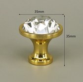 3 Stuks Meubelknop Kristal - Transparant & Goud - 3.5*3.5 cm - Meubel Handgreep - Knop voor Kledingkast, Deur, Lade, Keukenkast