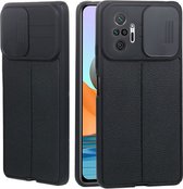 For Geschikt voor Xiaomi Redmi Note 10 Pro 4G Litchi Texture Sliding Camshield TPU Protective Phone Case(Black)