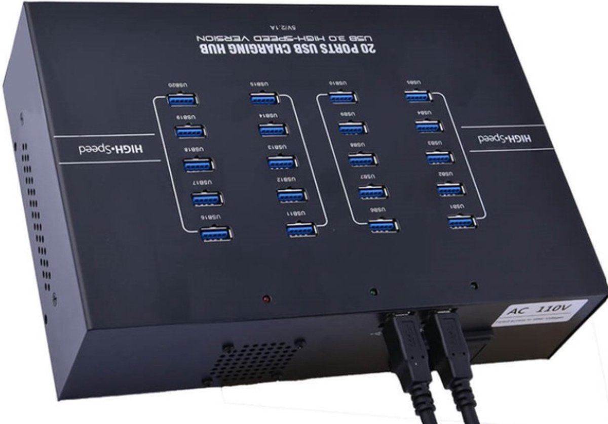 20 ports USB-A USB 3.0 12W laad & sync hub