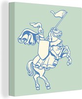 Illustration pour enfants de chevalier sur cheval d'élevage 50x50 cm - Tirage photo sur toile (Décoration murale salon / chambre) / Peintures sur toile Animaux