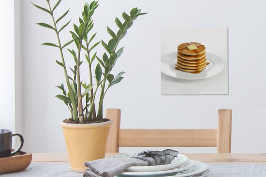 Pile de crêpes au beurre et au sirop toile 2cm 20x20 cm - petit - Tirage photo sur toile (Décoration murale salon / chambre)