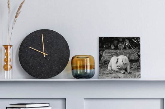 Cochon couché en toile noire et blanche 2cm
