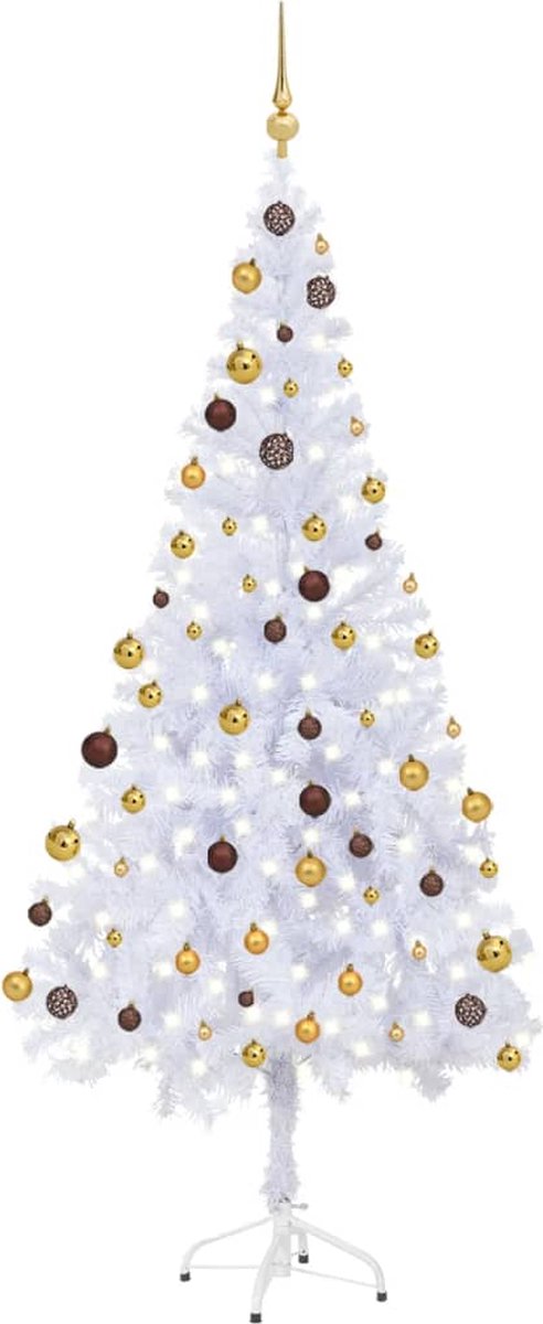 Prolenta Premium - Kunstkerstboom met LED's en kerstballen 620 takken 180 cm