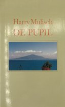 Boek kaft met oranje tekst 'Harry Mulisch DE PUPIL' en een foto van de Vesuvius.