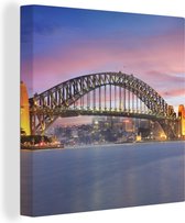 Canvas Schilderij Skyline van Sydney en de Sydney Harbour Bridge in Australië - 50x50 cm - Wanddecoratie