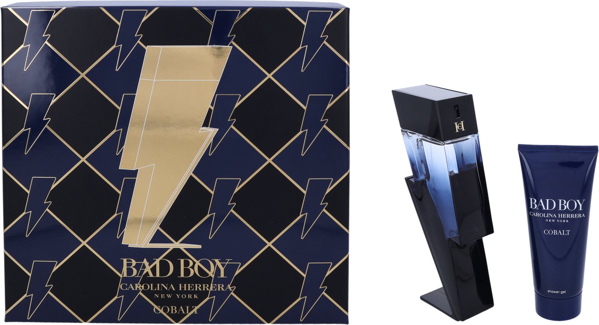 Goedkoopste Carolina Herrera Parfumset voor Heren Bad Boy Cobalt Electrique Eau de Parfum 100 ml Shower Gel 100 ml