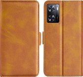 Oppo A57 - A57s - A77 Hoesje - MobyDefend Luxe Wallet Book Case (Sluiting Zijkant) - Lichtbruin - GSM Hoesje - Telefoonhoesje Geschikt Voor Oppo A57 - A57s - A77