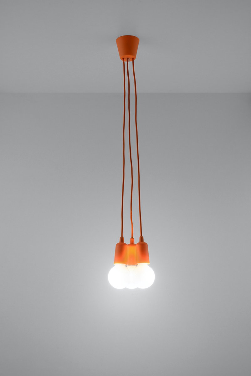 Light Your Home Alton Hanglamp - Ø 15 Cm - PVC - 3xE27 - Woonkamer - Eetkamer - Oranje