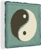 Une illustration du Yin et du Yang sur une toile de fond bleu 50x50 cm - Tirage photo sur toile (Décoration murale salon / chambre)
