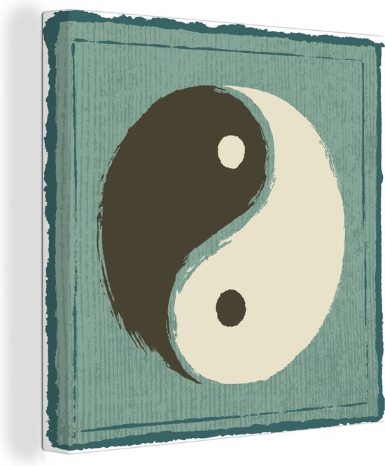 Une illustration du Yin et du Yang sur une toile de fond bleu 50x50 cm -  Tirage photo... | bol.com