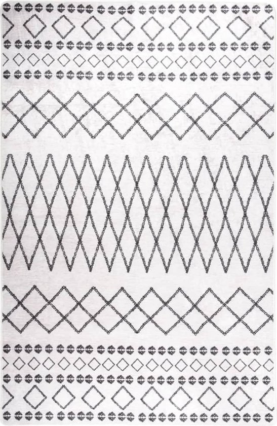 vloerkleed - wasbaar - zwart wit  - anti slip - zacht - decoratie - bescherming - fluweel - weinig onderhoudt - 160 - 230  cm